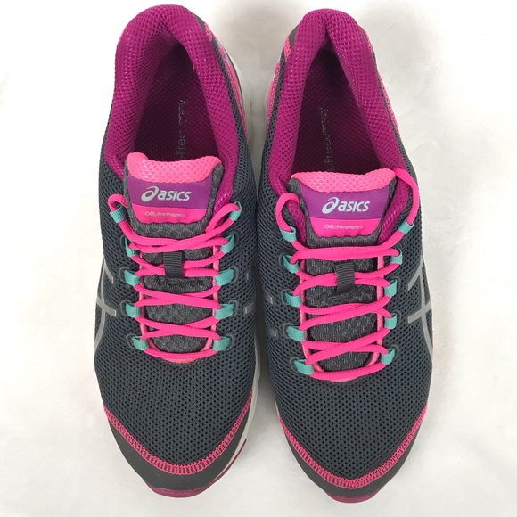 pink and gray asics